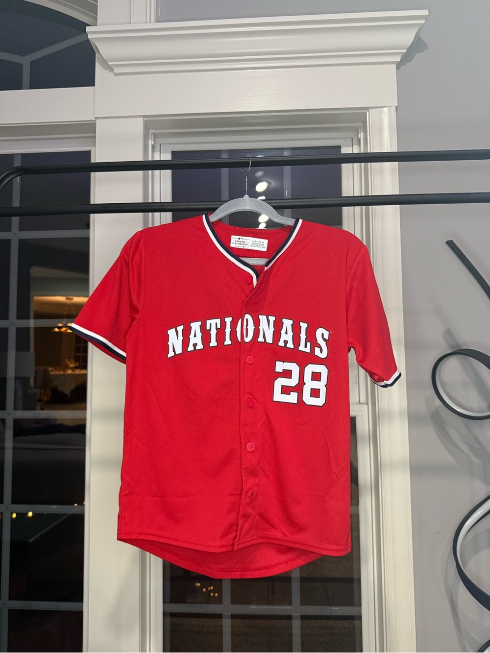 Genuine Merchandise Red Nationals Kids' Baseball Jersey with White Trim - #28